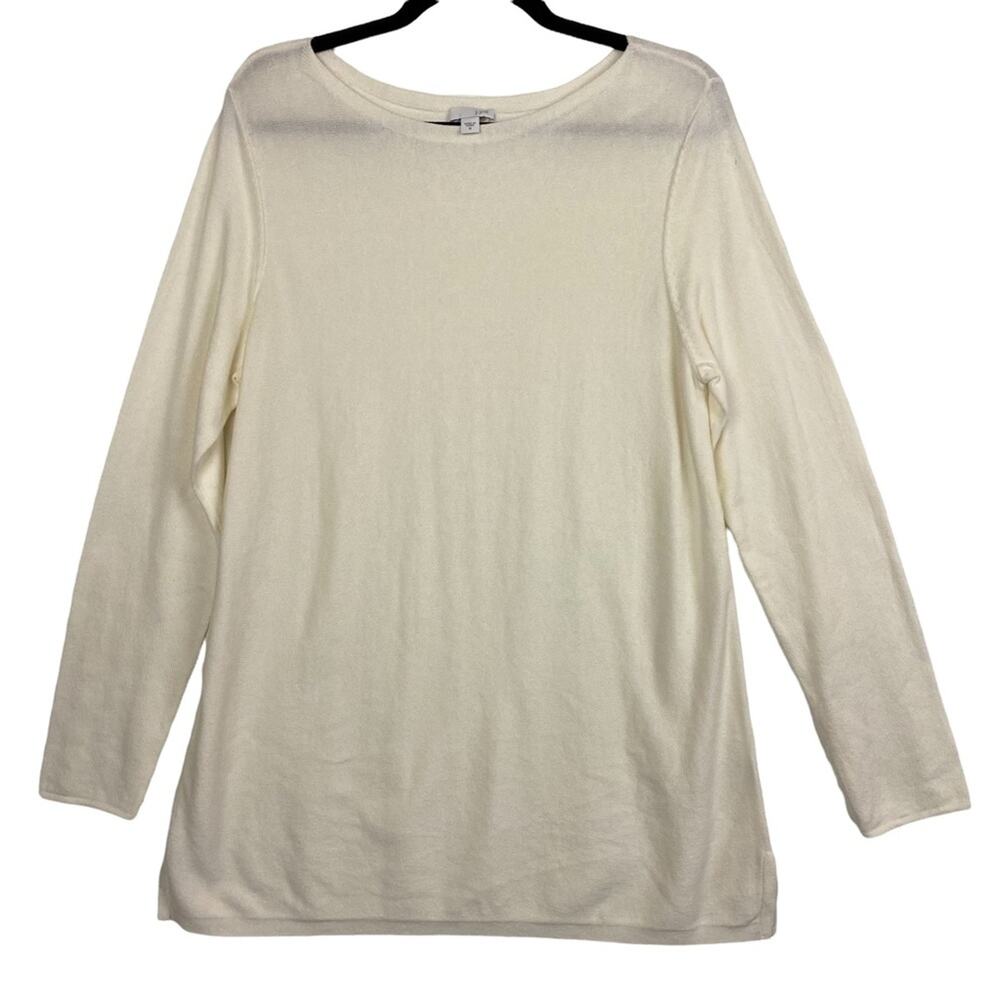 J. Jill Cream Long Sleeve Cotton Blend Top Size Medium